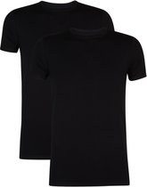 Petrol Industries T-Shirts Heren 2-Pack - Ronde Hals - Korte Mouwen - Katoen-Elastaan Mix - Effen Kleuren - Multipack van 2 stuks - Zwart - Maat XL
