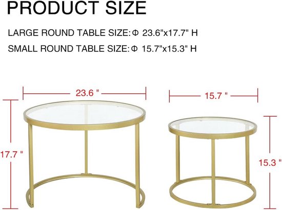 Salontafel Calvin Goud - Transparant Glas