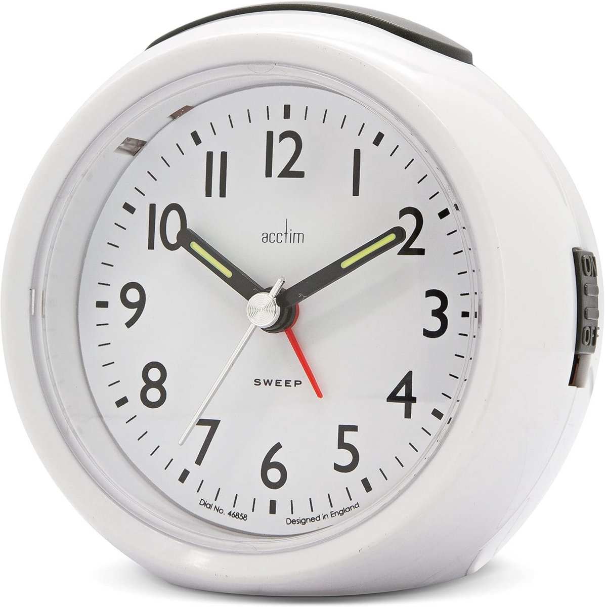 Non-Ticking Sweep Analoge Slaapkamer Wekker Wit