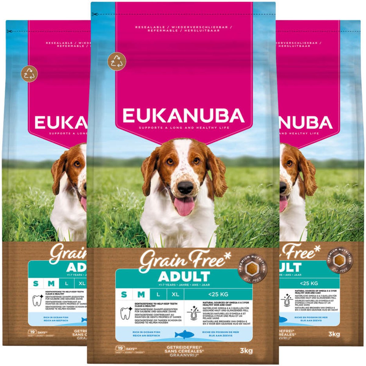 Eukanuba Eukanuba Hondenvoer Droog Grain Free Adult Small/Medium Oceaanvis - 3 x 3 kg - Voordeelverpakking