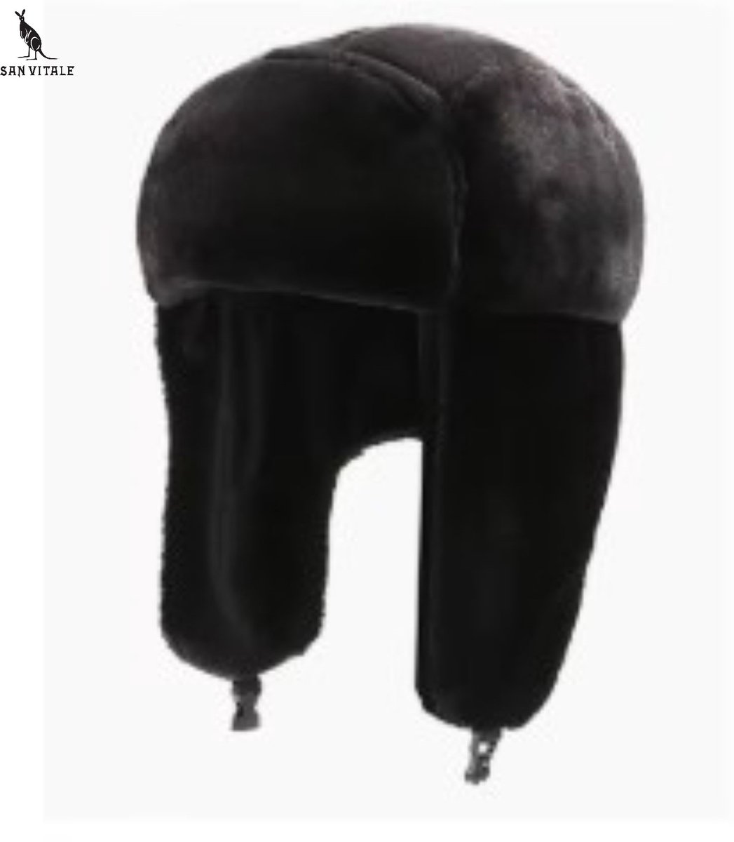 San Vitale® - Piloten muts - Faux Bont muts - Winter muts - Met Oorkleppen - Unisex - Stof/ faux bont - Zwart