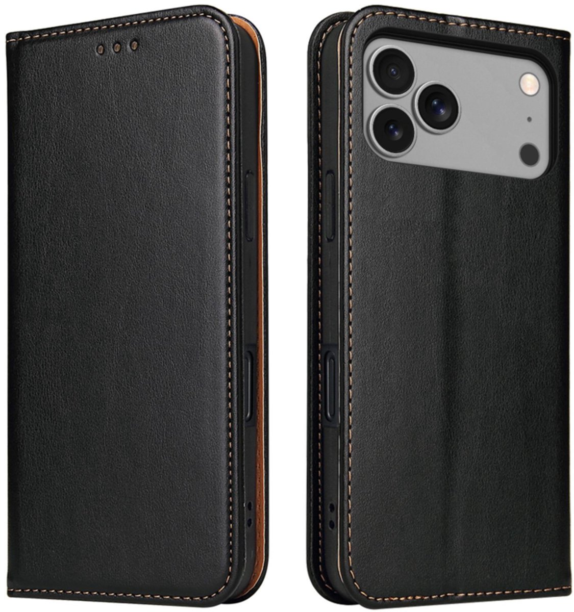 Luxe BookCover Hoes Etui geschikt voor Apple iPhone 17 Pro Max - Zwart