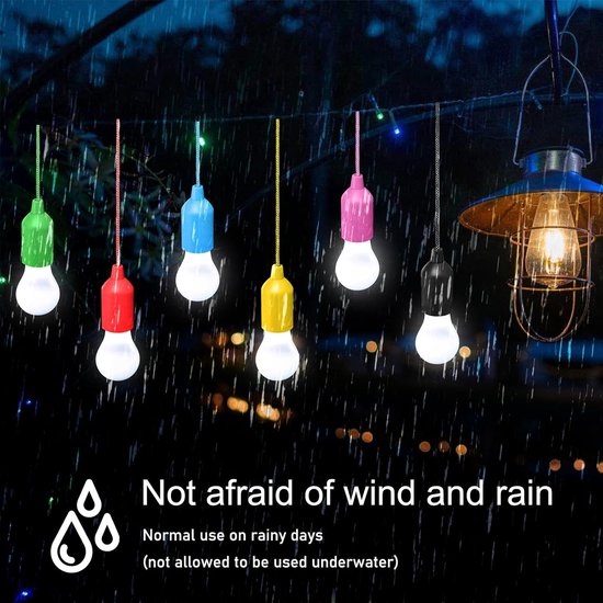 Een set van 6 kampeer-LED-lampen voor tenten, kampeerlampen met trekschakelaars, draagbare wandel-, vis-, kantoor-, tuin- en barbecueverlichting. van Merkloos — afbeelding 2