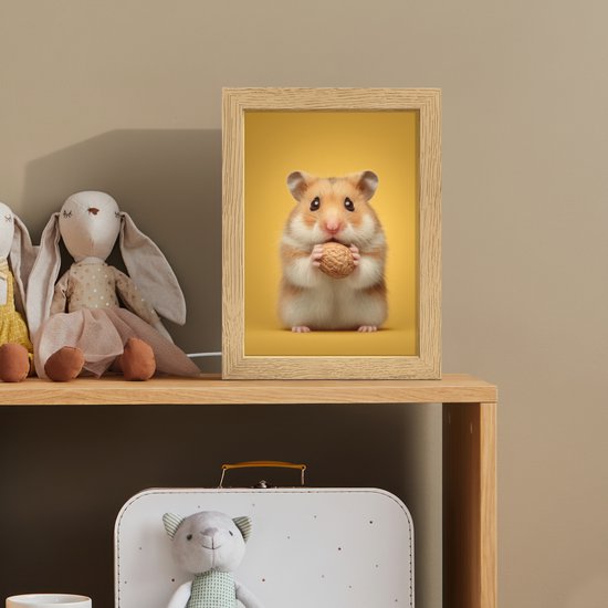 Nachtlampje 15x20 cm - Kinder lampje - Hamster - Nootje - Geel - Knaagdier - Tafellamp kinderkamer - Slaapkamer lamp - Bedlamp kinderen - Kinderlampje stopcontact - Wandlamp babykamer - Nachtlampjes van Merkloos — afbeelding 3