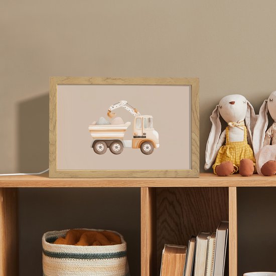 Nachtlampje 30x20 cm - Kinder lampje - Kiepwagen - Auto - Beige - Tafellamp kinderkamer - Slaapkamer lamp - Bedlamp kinderen - Kinderlampje stopcontact - Wandlamp babykamer - Nachtlampjes van OnlyWow — afbeelding 3