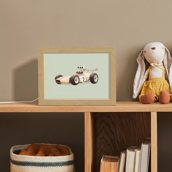 Nachtlampje 20x15 cm - Kinder lampje - Beige - Raceauto - Groen - Tafellamp kinderkamer - Slaapkamer lamp - Bedlamp kinderen - Kinderlampje stopcontact - Wandlamp babykamer - Nachtlampjes van Merkloos — afbeelding 3