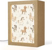 Nachtlampje 15x20 cm - Kinder lampje - Veulens - Paard - Patroon - Beige - Tafellamp kinderkamer - Slaapkamer lamp - Bedlamp kinderen - Kinderlampje stopcontact - Wandlamp babykamer - Nachtlampjes