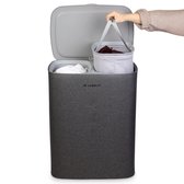 Jubbly - Panier à linge - Trieur de linge - Panier à linge avec couvercle - Panier à linge 2 compartiments - Panier à linge pliable - Boîte à linge - 90 litres - Grijs - Le Splitsmart