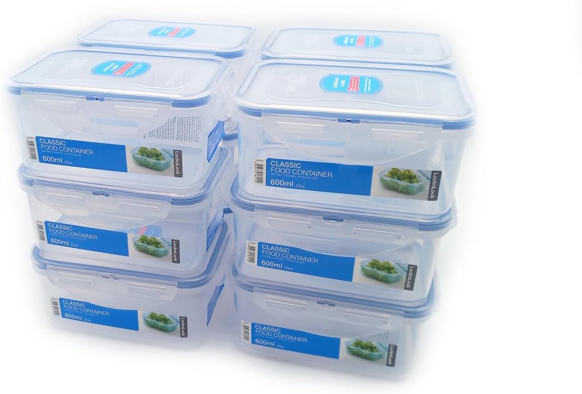 Luchtdichte en waterdichte voorraaddozen set van 12, 0,6 l, met 4-voudige kliksluiting