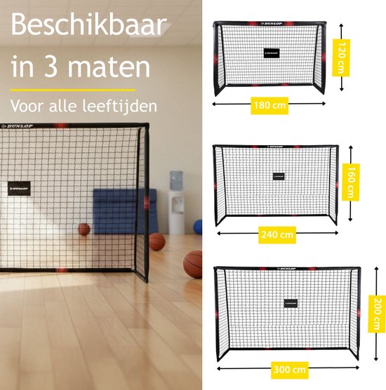 Dunlop Voetbaldoel groot - Voetbal Goal 300x200x120 cm - Metaal - Zwart ...