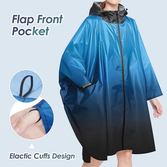 Lifetooler Multifunctionele Herbruikbare Regen Poncho, met Reflecterende Band Draagbare Waterdichte Bestand Unisex Regenjas met Trekkoord Hood en Mouwen voor Reizen Festivals Themaparken en Buitenshuis(oranje,XL