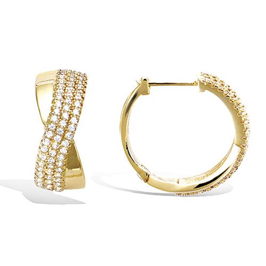 CHIVAL - Oorbellen 18K Verguld Goud "Twisted Luxe" - Elegant, Hypoallergeen, Luxe, Cadeau voor haar, Zirkonia, Sieraad, Tijdloos, Ringetjes, Liefde, Romantiek, Geschenkverpakking, Valentijn, Moederdag