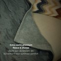 Grijze elektrische deken, zijkant van fleece, binnenkant van sherpa. Extra zacht voor optimaal comfort.