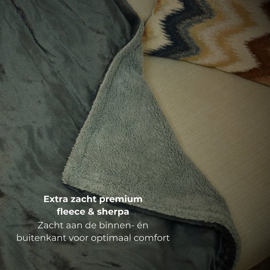 Grijze elektrische deken, zijkant van fleece, binnenkant van sherpa. Extra zacht voor optimaal comfort.
