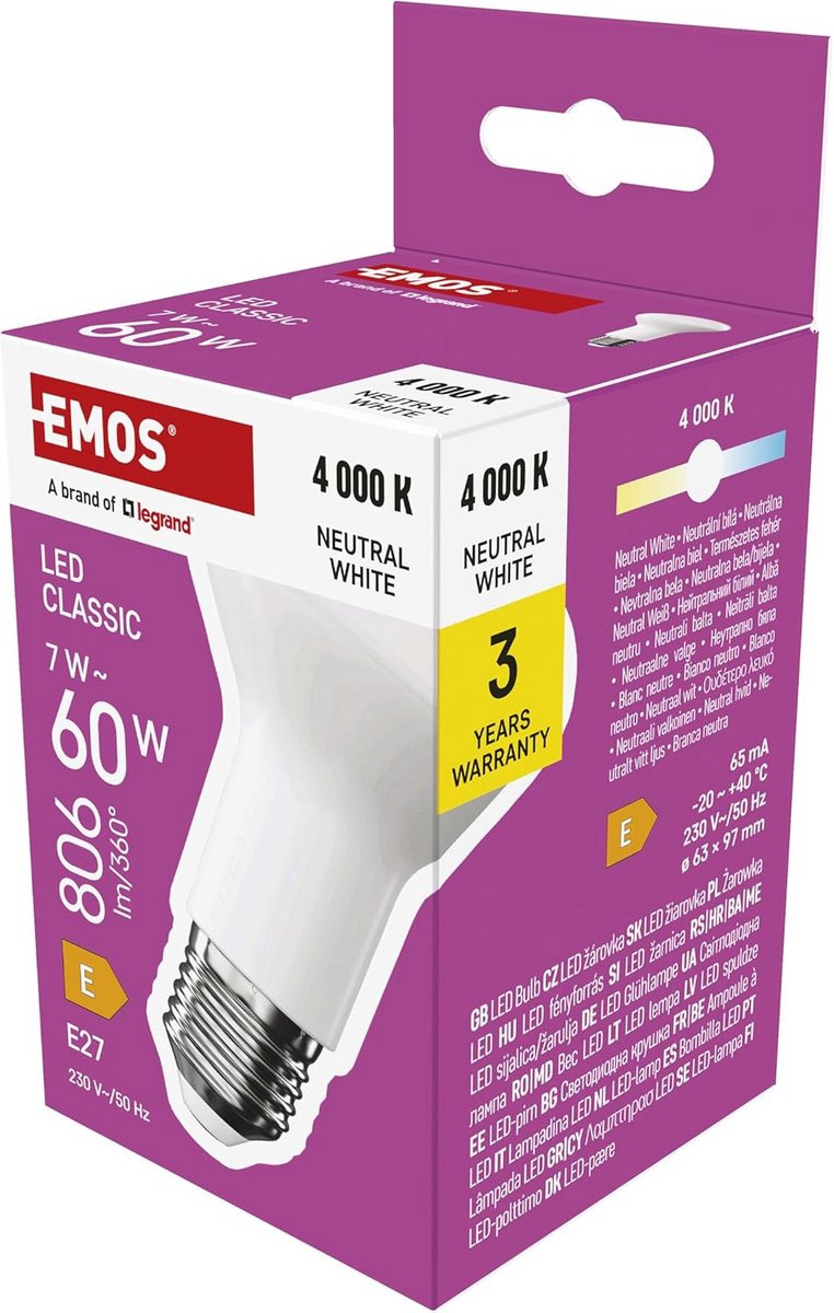 LED Reflectorlamp E27 7W Vervanger 60W - Helder Neutraal Wit Licht