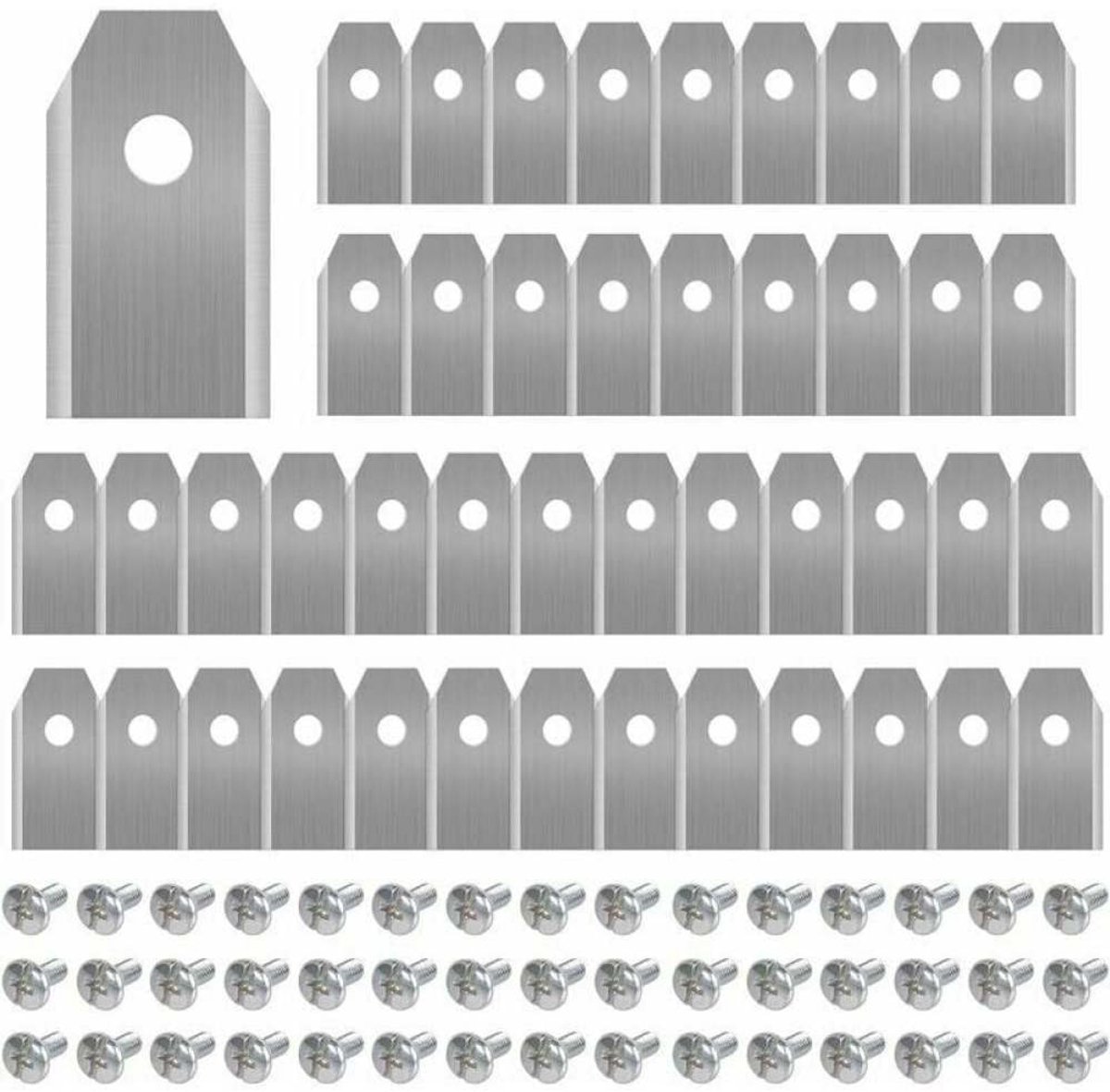 Titanium vervangingsmessen - 45 stuks - Geschikt voor Husqvarna/Automower/Yardforce/Gardena robotmaaiers - 3 g x 0,75 mm - Inclusief schroeven - Tuinonderhoud en vervangingsonderdelen - Zilver