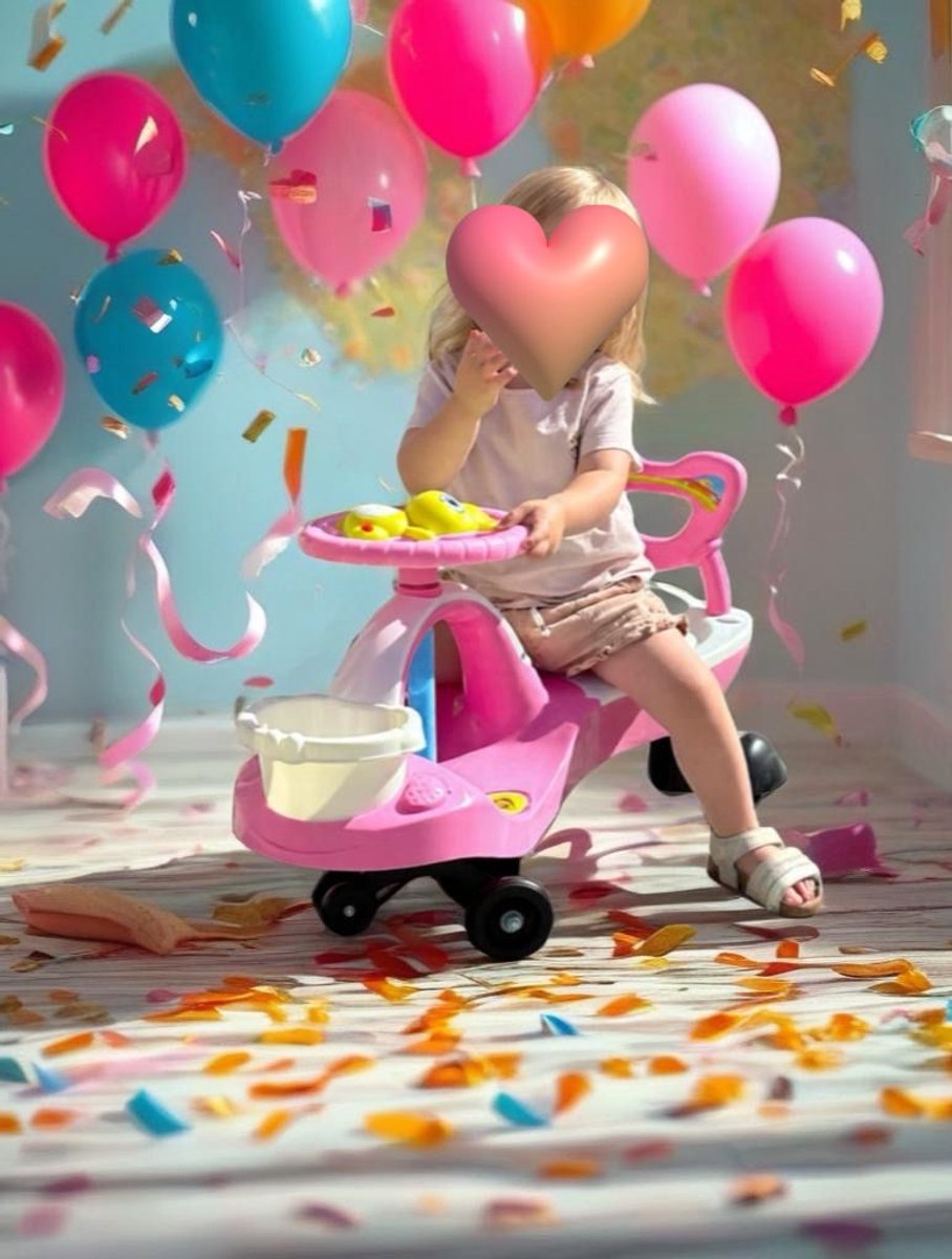 Roze Wigglecar pastel kleuren - loopauto roos - veilig en educatief wiggle car