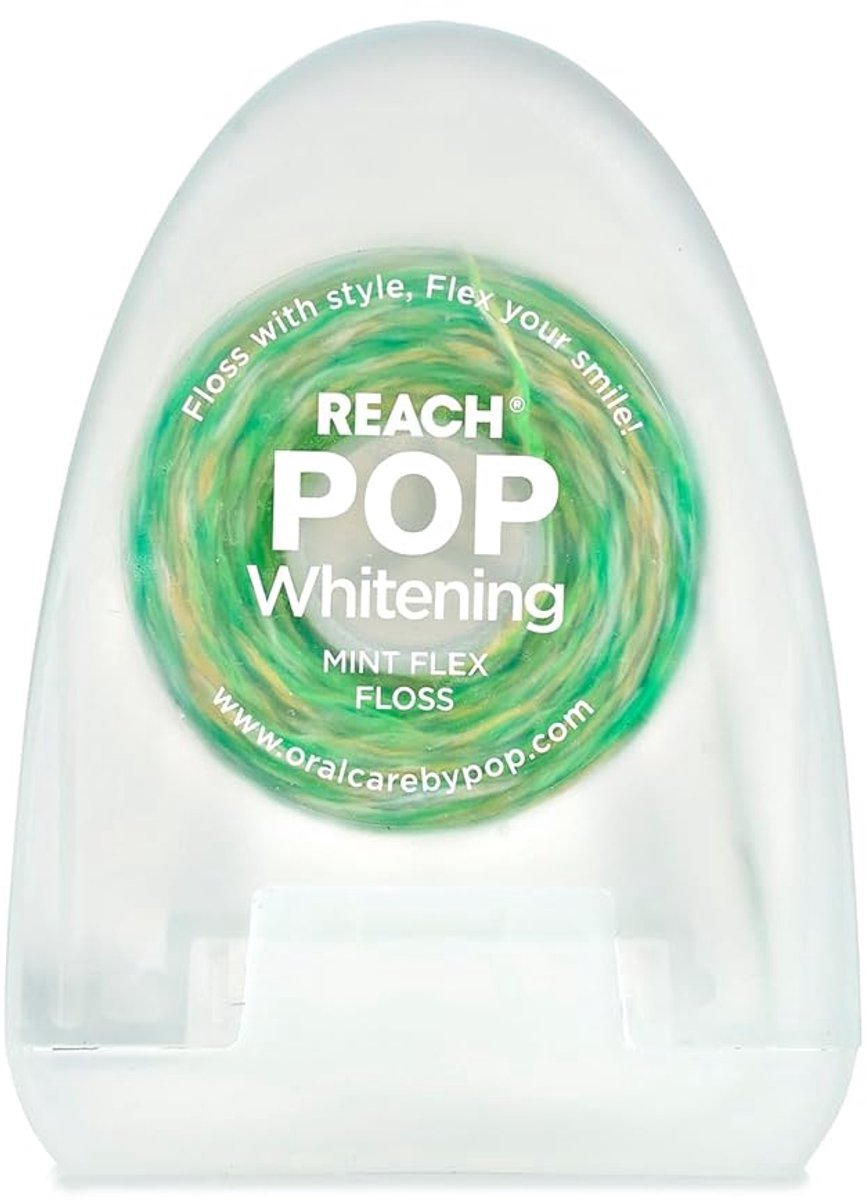 REACH POP Whitening Dental Floss, Mint Verrijkt met Zuiveringszout, - 54.6YD