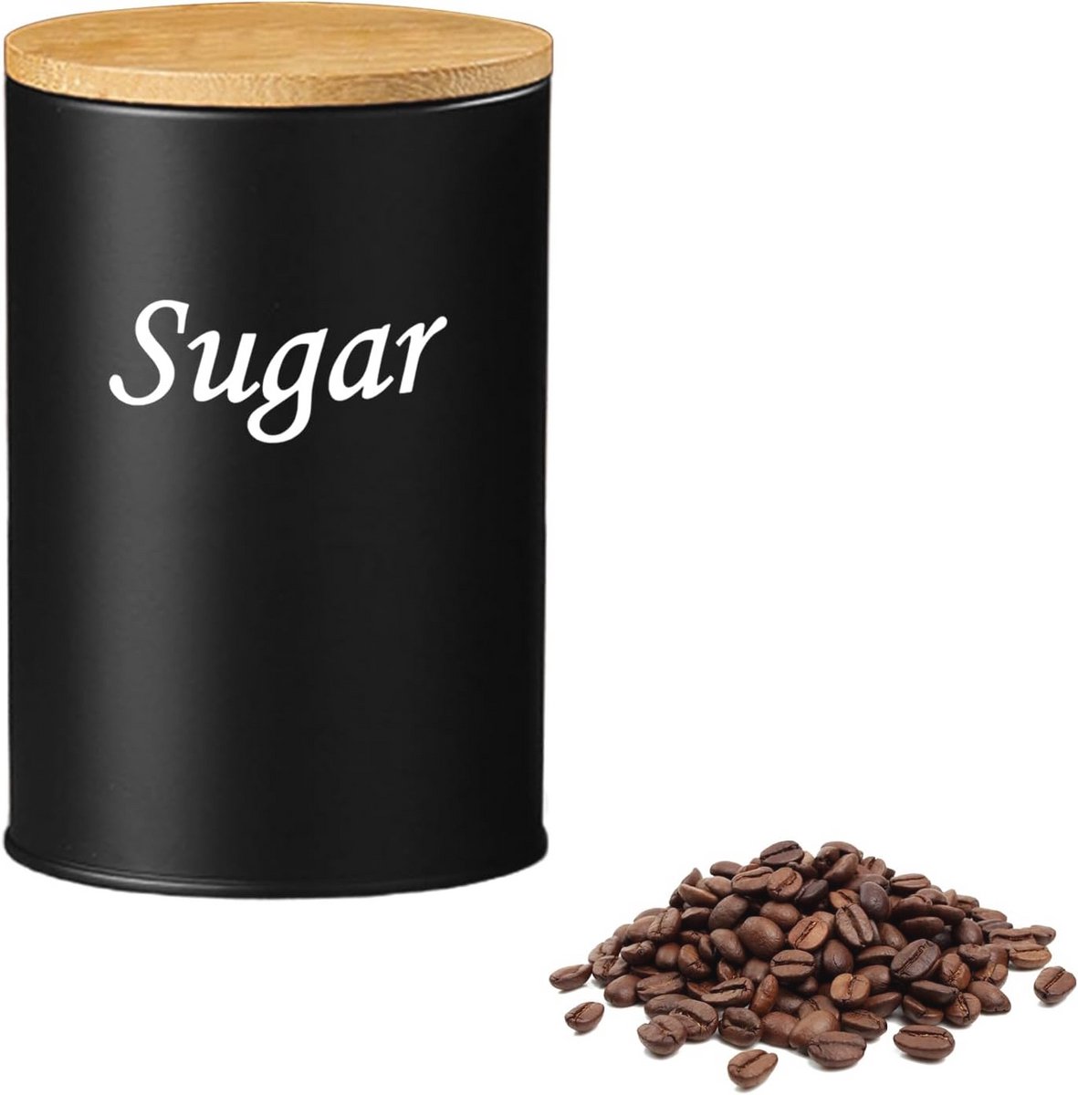 Luchtdichte Koffieblikjes van RVS met Houten Deksel - Keukencontainer 500 ml