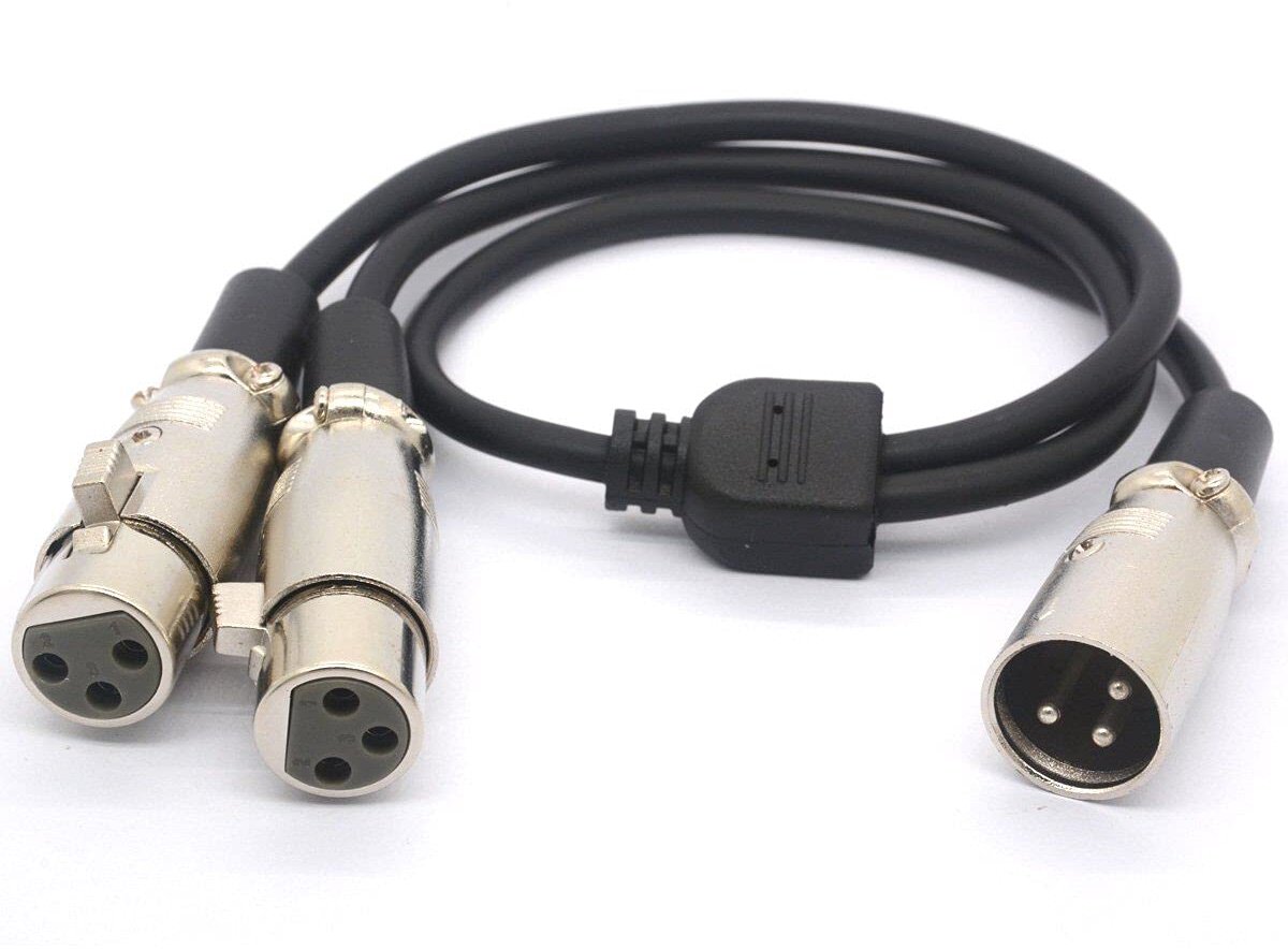 XLR Kabel Y Splitter Mannelijk naar Dubbele Vrouwelijke Verlengsnoeren 50 CM