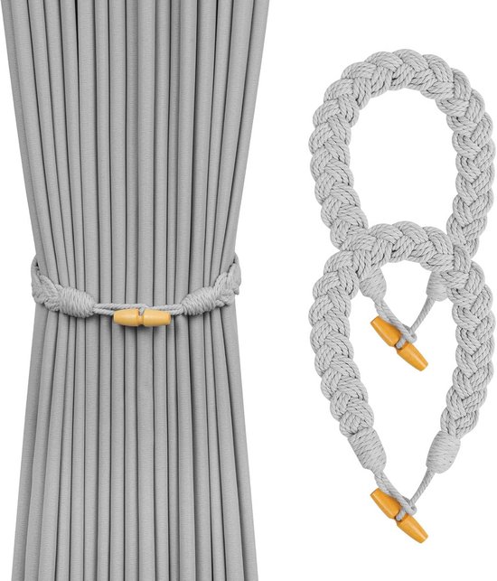 Handgemaakte kwastje gordijnbinders, gordijnbinders, parel dubbele bal kwastje hangende oorgordijn stropdas touw veelzijdige bal tie-zilver (kleur: B) (Color : B