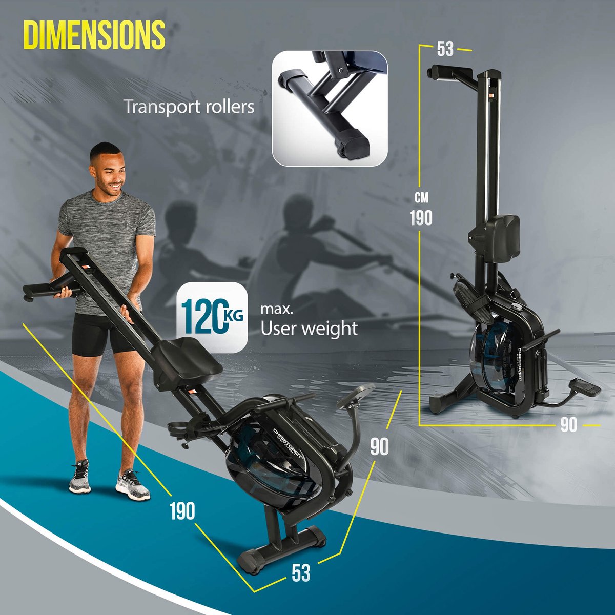 Christopeit roeitrainer waterweerstand WP 2000 - 3-in-1 - afbeelding 3