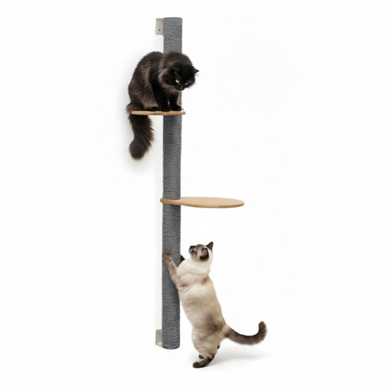 eyepower 240 cm Arbre à Chat Mural Luna avec 5 Plateaux Bois - Grand