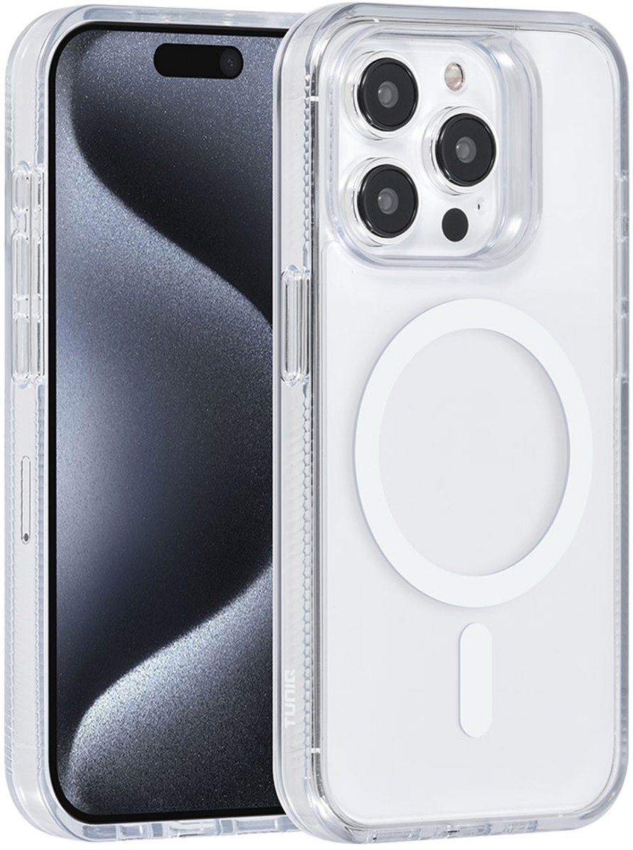 TUNIQ telefoonhoesje voor Apple iPhone 15 Pro - MagSafe siliconen backcover - Wit