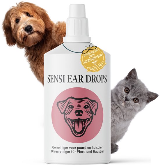 Sensi Ear Drops - Oordruppels Hond en Kat - Effectieve en Veilige Oorreiniger Hond bij Oormijt Hond Oorontsteking Hond en Oormijt Kat - Sensipharm - 100 ml.