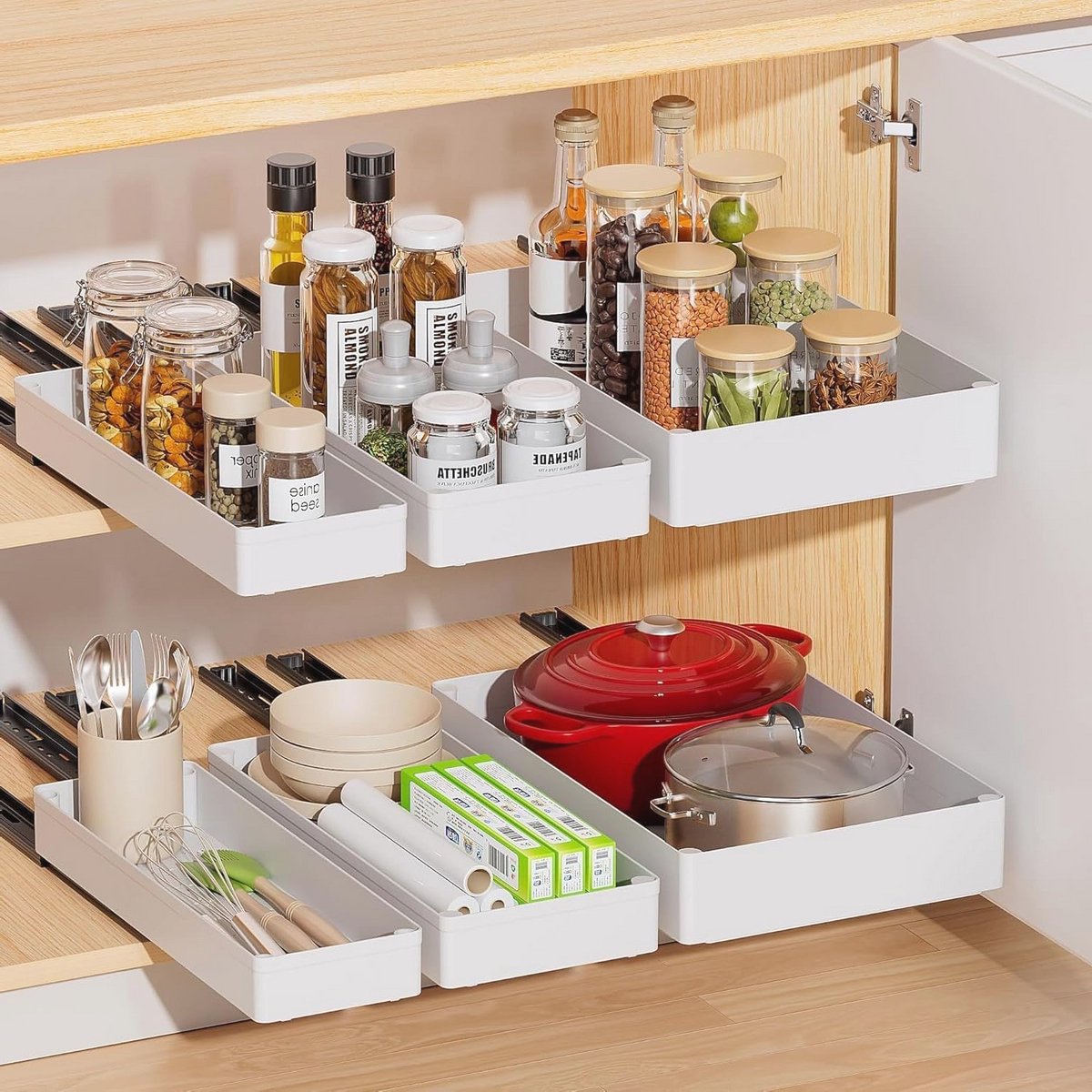 Uittrekbare Lade Organizer Set - 3 Stuks in Verschillende Maten voor Keuken en Badkamer