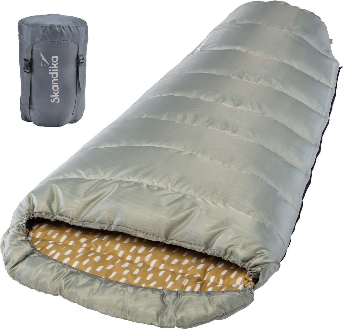Skandika Vegas-R XXL Slaapzak - Mummieslaapzakken - Slaapzakken volwassen – Maat XXL – Mummie slaapzak - Unisex - Katoen luxe kwaliteit koppelbaar 3 seizoenen 220 x 110 cm -12° tot -15°C Outdoor kampeerslaapzak – Ritssluiting rechts - grijs