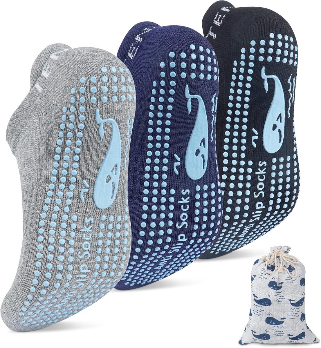 Yoga Sokken voor Dames en Heren - 3 Paar Antislip Sokken voor Yoga, Pilates en Fitness