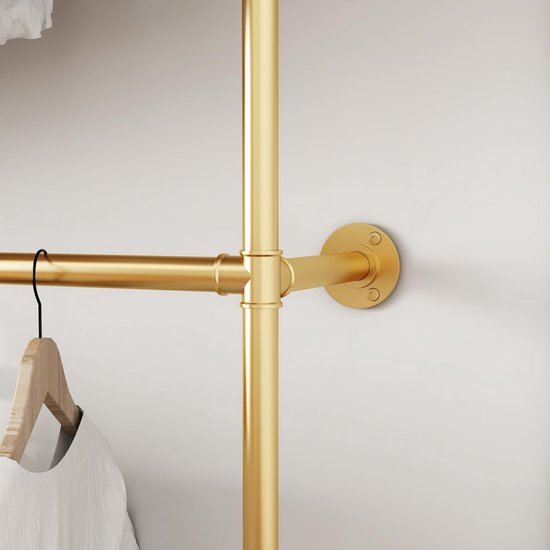 Zwaar Belastbaar Kledingrek Zwart Gietijzer Rek IBUYKE Industrieel Kledingrek Voor Pijpen, 156 Cm Wandmontage Industriële Pijpen Kledingrek Wandmontage Ruimtebesparende Kaststang