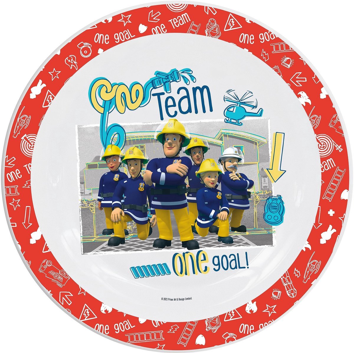 Kinderbord Brandweerman Sam - Plat bord - Ø 20,8 cm - Set van 6