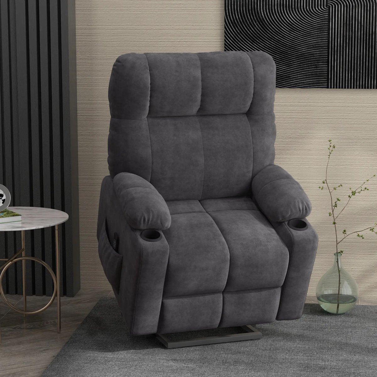 ViaEcom Elektrische Relaxfauteuil Donkergrijs met Armleuning - afbeelding 2