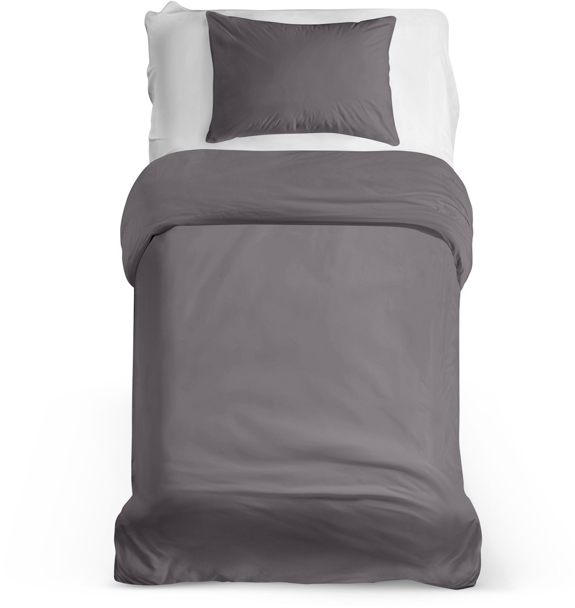 Jacobson Dekbedovertrek Set 200x200 cm met 2 kussenslopen 80x80 cm – 100% katoen – met ritssluiting – percale beddengoed (200 x 200 cm, lichtgrijs, 3- delig