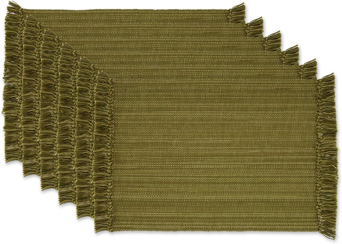 Set van 6 Katoenen Placemats Olijfgroen - Duurzaam en Stijlvol Tafeltextiel