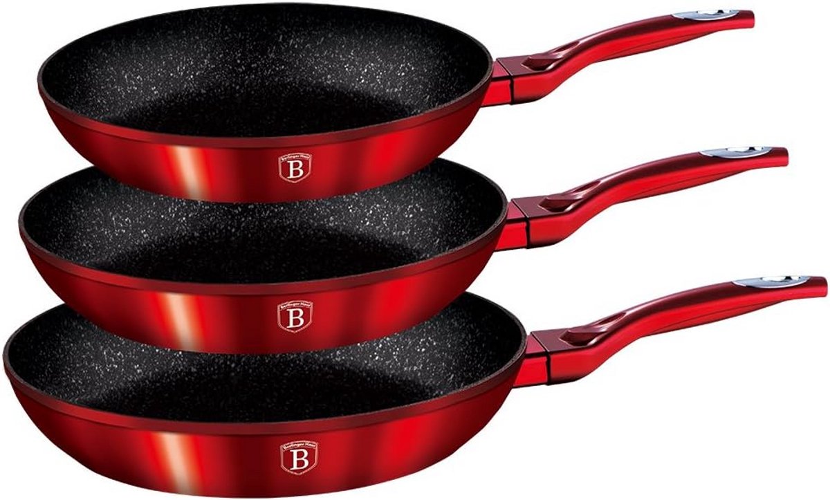 Berlinger Haus Set pan 3 UDS. Burgundy Metallic Touch Line