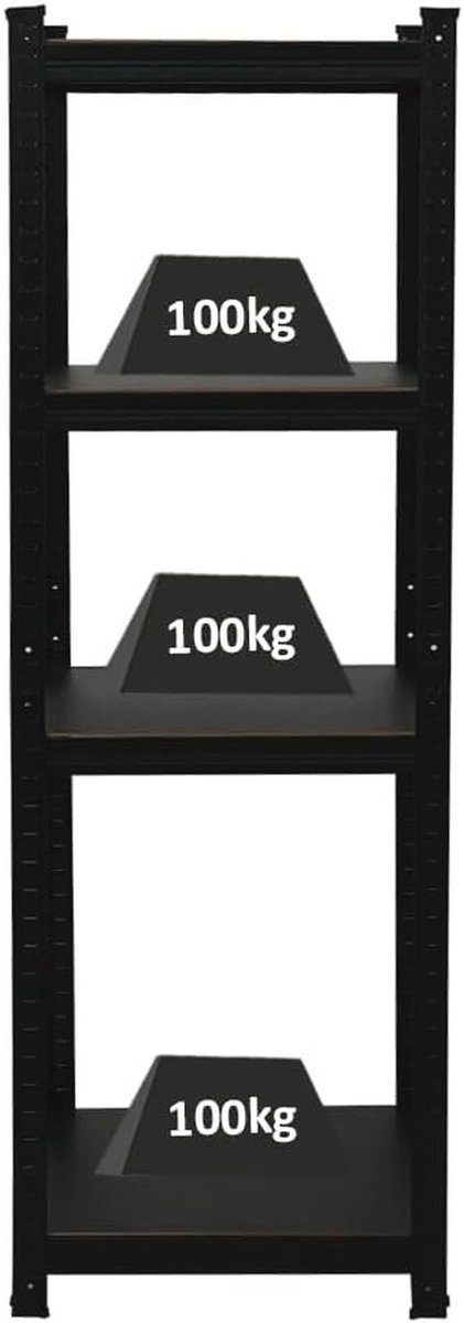Heavy Duty Opbergrek voor 400 kg - Matzwart Steekrek voor Garage en Kelders - Verstelbare Planken