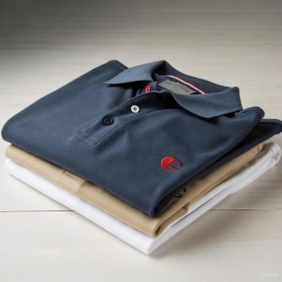 3 polos piqués de luxe pour homme - Gentlemen - manches courtes - bleu, blanc et vert - taille L