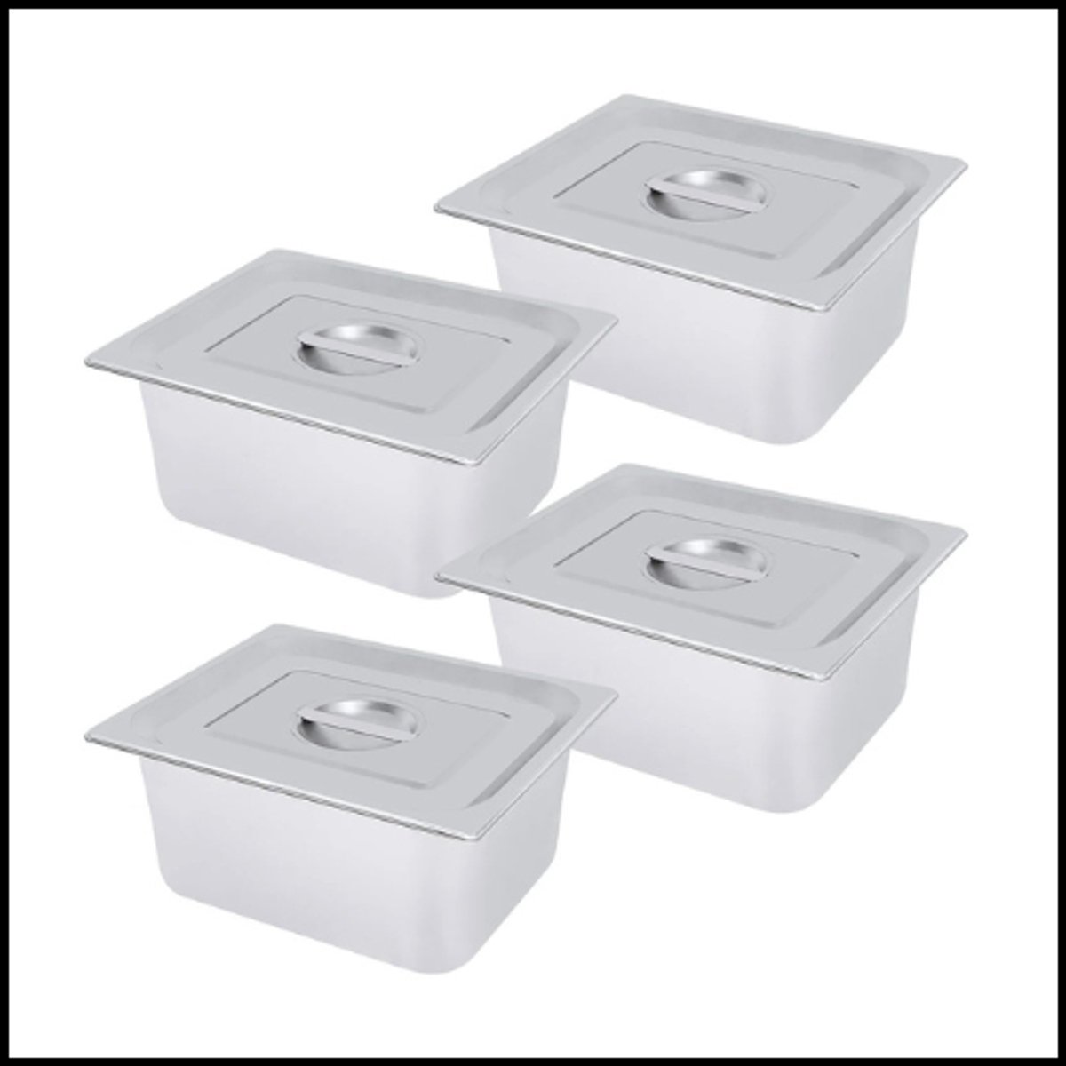 RVS Stoompannen Set – 4-delig – 7 Liter – Inclusief Deksel – Voor Catering & Warmtebehoud