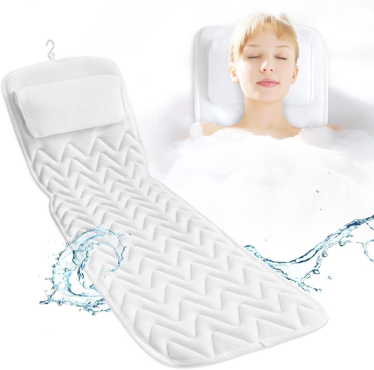 Ergonomisch Badmat met Hoofdsteun voor Volledig Lichaam – 125 x 43 cm