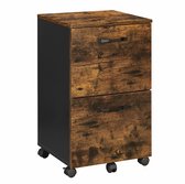 Kastje voor documenten, verplaatsbare opbergkast voor kantoor, ladekast, nachtkastje, met wielen en 2 laden, 42x40x70 cm, bruin, ruimtebesparend, geschikt voor thuiswerkplek en studeerkamer