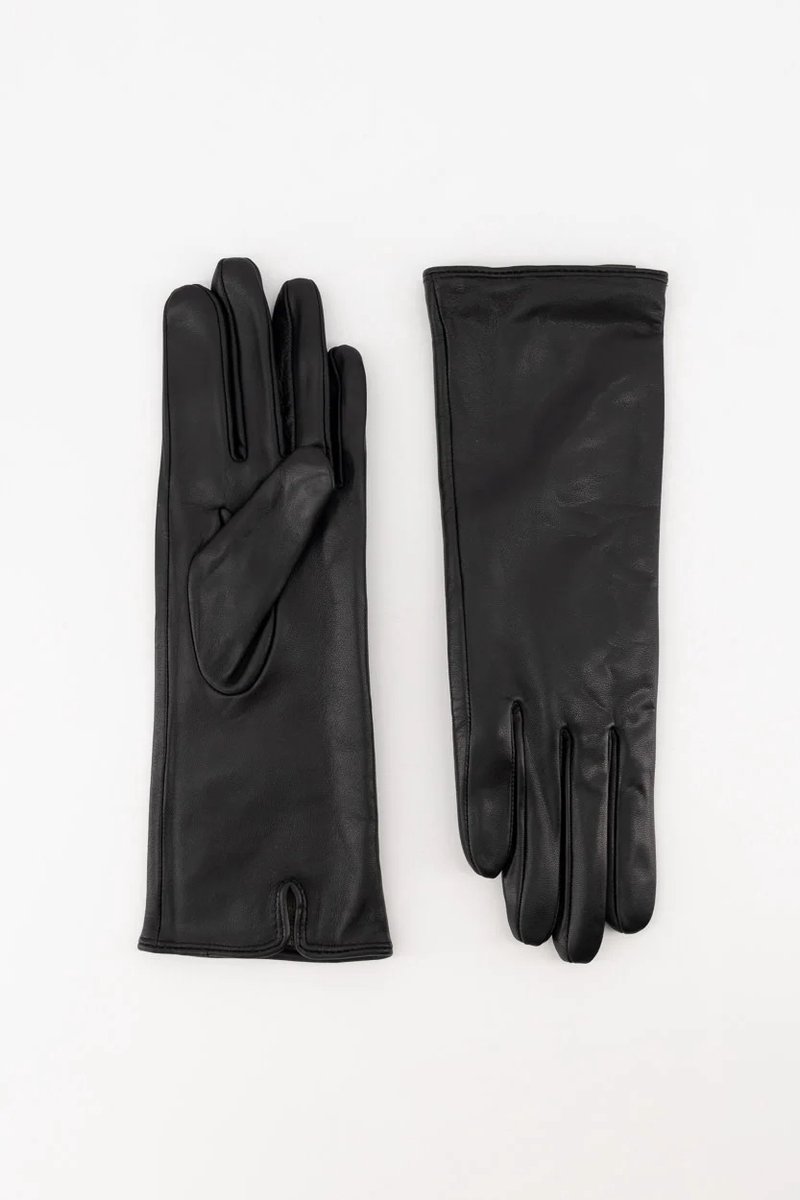 Dameshandschoenen- lams leer - zwart -M/L- lange mouw