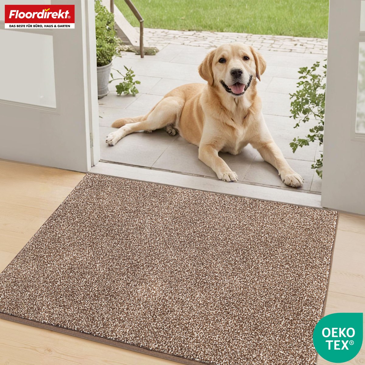 Floordirekt Schoonloopmat Nasa - Zachte & Waterabsorberende Deurmat - Bruin 80 x 178 cm - Voor Binnen & Buiten - Antislip Onderzijde - Verkrijgbaar in 5 Kleuren & 8 Maten