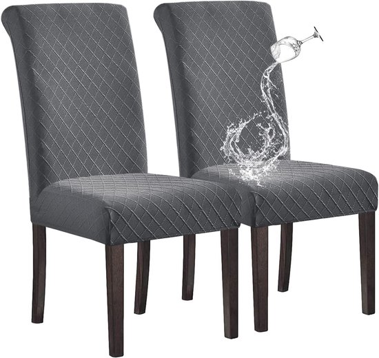 Granbest Premium waterdichte eetkamerstoelhoezen, set van 4, stretch hoge rugleuninghoezen, slipcover voor eetkamer, afneembare stoelbescherming voor banket, keuken, feest (set van 4, wijnrood