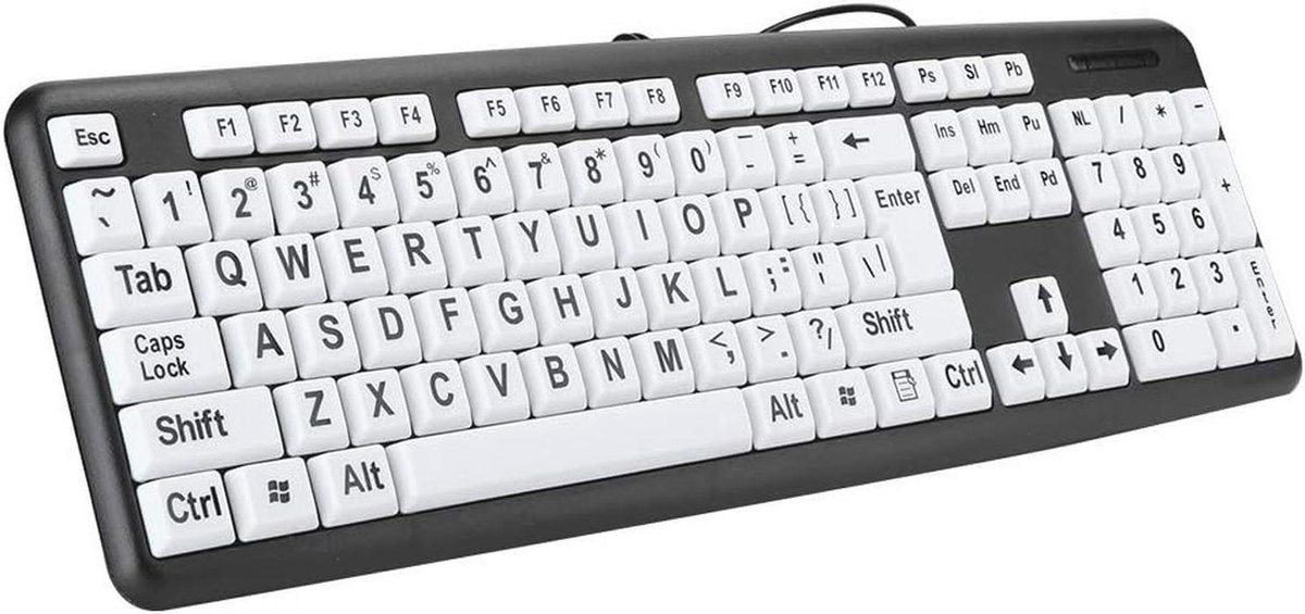 Grootletter toetsenbord voor ouderen - USB bedraad toetsenbord met 104 toetsen