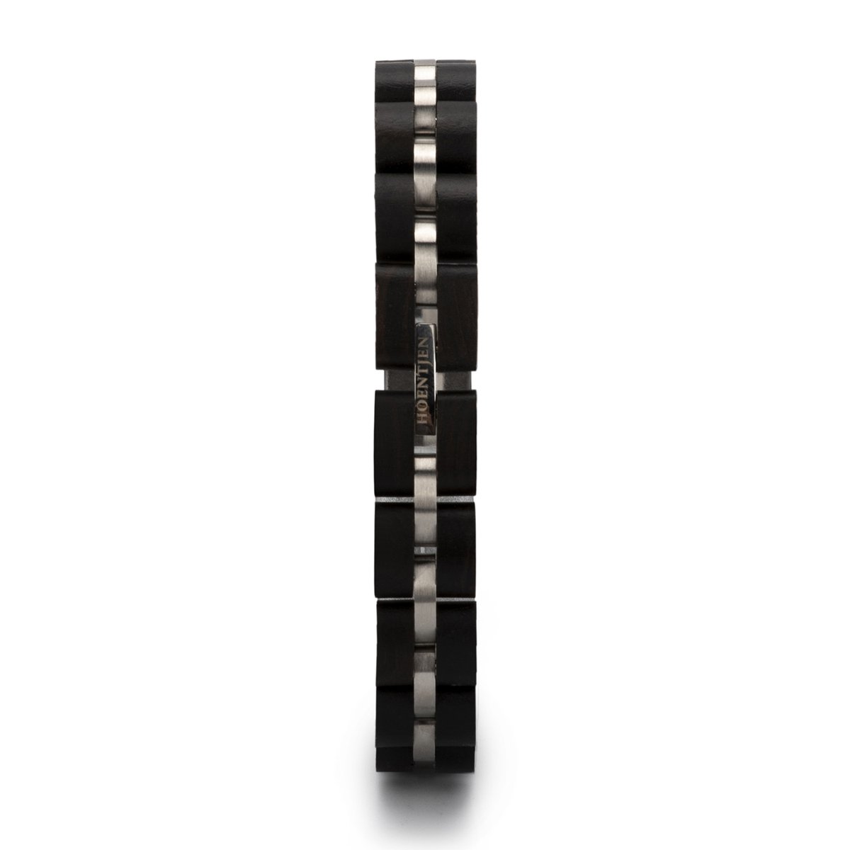 Hoentjen, houten armband - ebben RVS, 12mm
