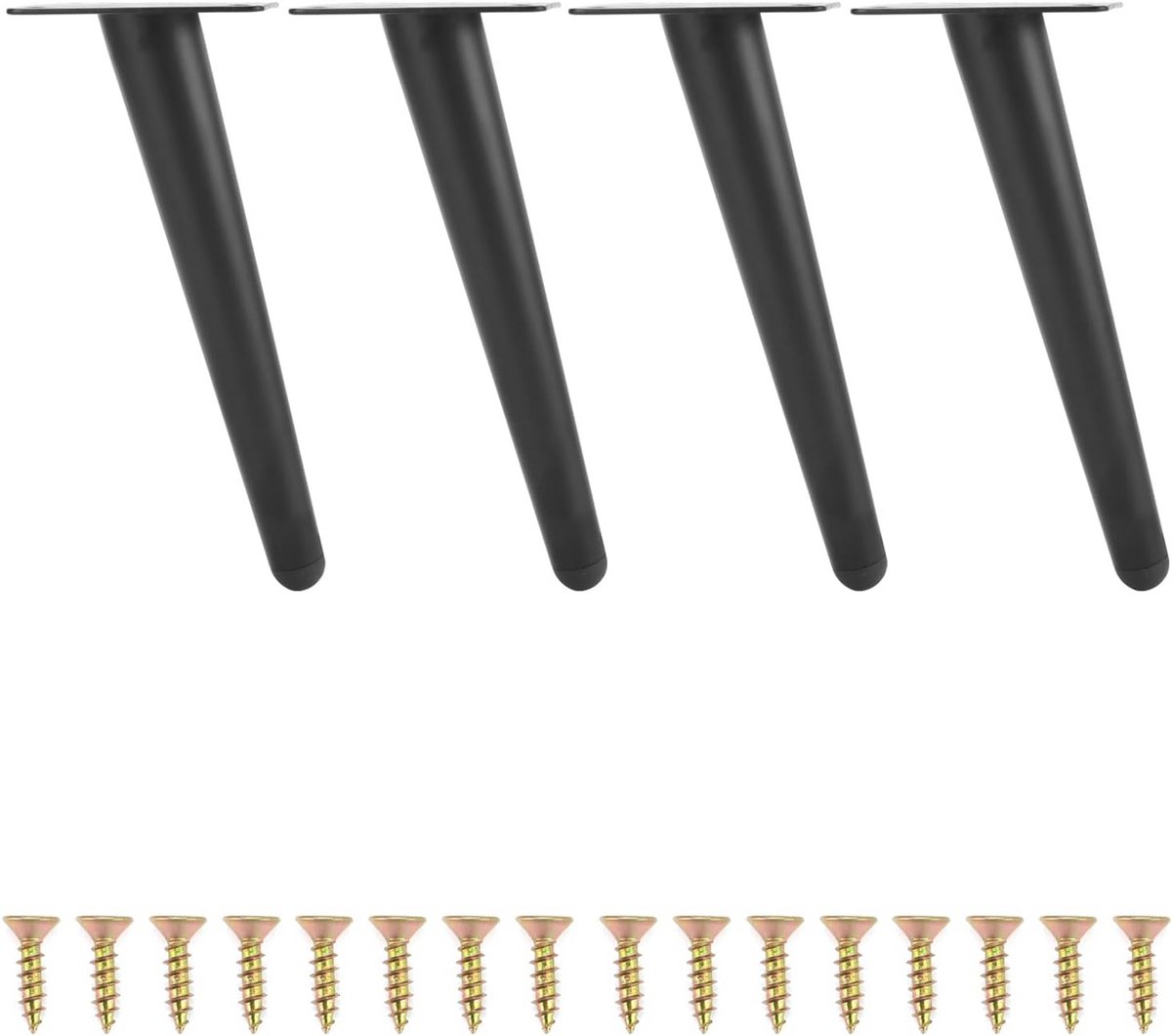 Set van 4 schuine conische meubelpoten 20 cm - Stalen meubelpoten voor bank, tv-dressoir, nachtkastje en kasten