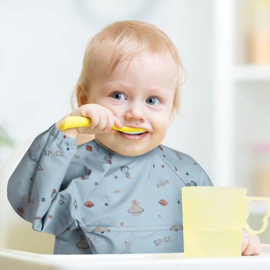Waterdichte Babyslabbetjes met Lange Mouwen en Zak - Geschikt voor Baby's van 6 tot 12 Maanden — afbeelding 4